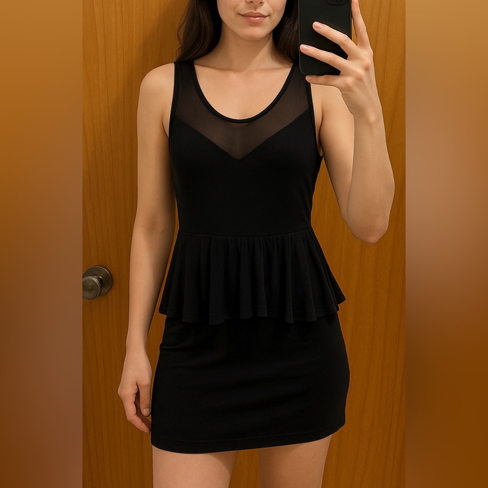 Black mesh‎ mini dress